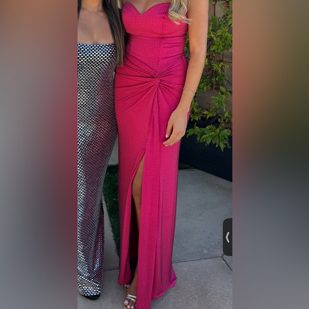 HOT PINK RHINESTONE MAXI DRESS